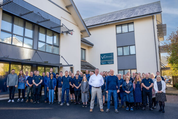 Members of the Valeport team outside the new Radcliffe House. Managing Director Matt Quartley and Financial Director Phill Harvey in the foreground - Copy.jpg